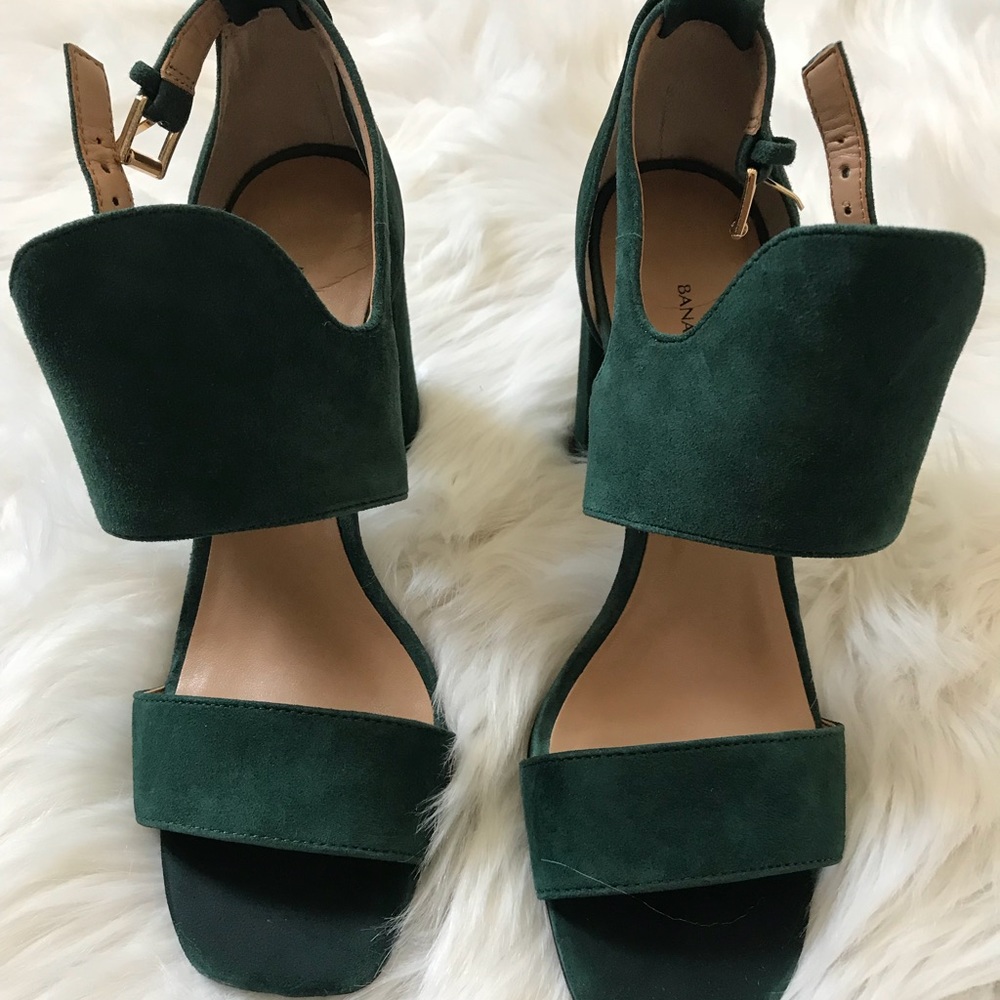 Green Suede Block Blyss Heeled Sandals